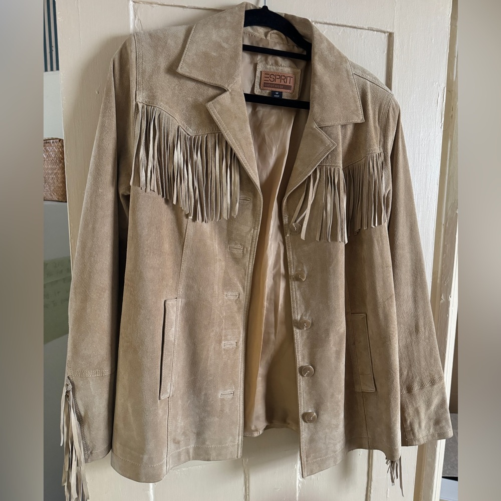Esprit Beige Suede Fringe Jacket